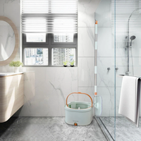 Ensemble seau et serpillière Homettler en acier durable, écologique, avec essorage automatique, manche télescopique, taux de déshydratation de 90 à 100 %, tampons de serpillière réutilisables