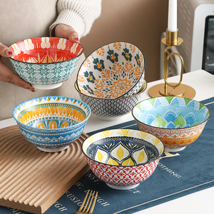 Wholesale Ceramic Noodle Bowls Bohemian Style Cross-Border Export High Aesthetic Value Suitable Home Commercial Use Creative - Product Image 2
