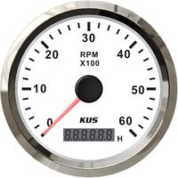 Tachometer KUS 0-6000RPM dengan Penghitung Jam, Lampu Latar, Tahan Air, Cocok untuk Kapal Pesiar, Mobil, RV, Tachometer Mesin