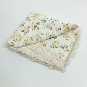 제조 사용자 정의 꽃 승화 유기농 면 부드러운 신생아 아기 대나무 모슬린 포대기 담요 도매
