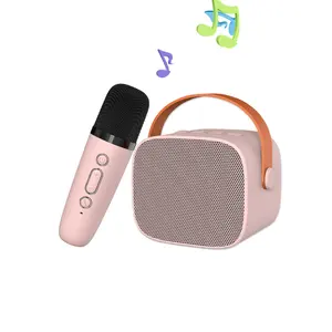 Speaker nirkabel anak portabel, untuk Karaoke pemutar musik rumah KTV Reverb perubahan suara mikrofon Mini hadiah
