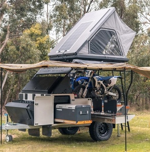 <span class=keywords><strong>Remorque</strong></span> de camping tout-terrain Ecocampor 4x4 avec <span class=keywords><strong>tente</strong></span> de toit rigide et porte-<span class=keywords><strong>moto</strong></span> double, caravane d'expédition tout-terrain - Product Image 1