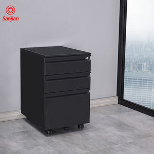 Muebles de oficina de metal y acero de diseño moderno, archivador pequeño de 3 cajones, con mango de acero para pedetal móvil - Product Image 3