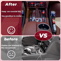 Organisateur de vide-espaces de siège de voiture anti-chute en cuir premium avec porte-gobelet et support de téléphone