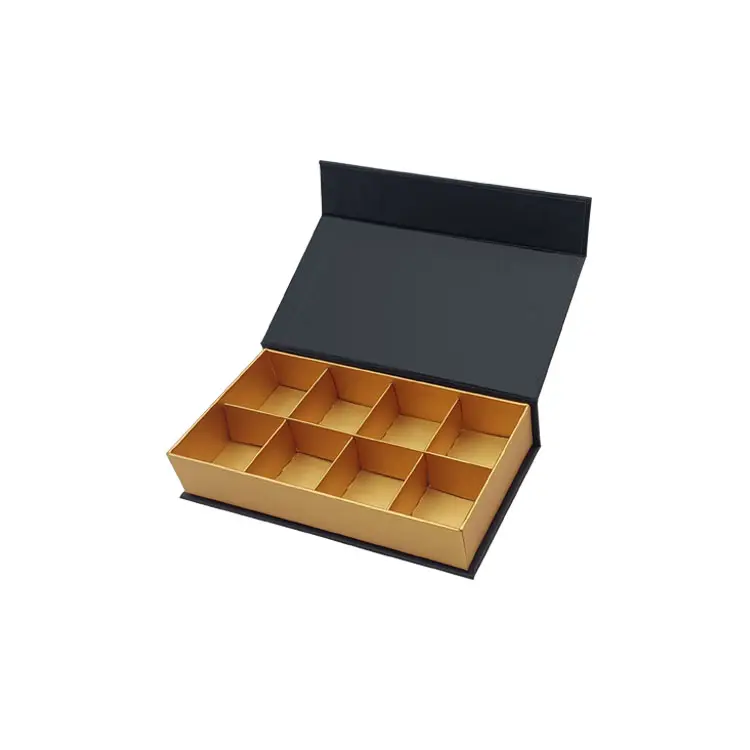 Caixa de papelão de presente com malha, caixa preta de alta qualidade com tampa de ímã
