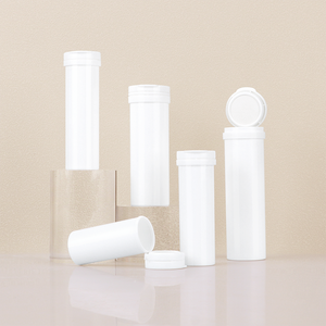 Bouteille en plastique blanche ronde avec bouchon à clapet scellé en PP pour comprimés effervescents, vitamines, capsules et tubes d'emballage – Vente en gros - Product Image 1