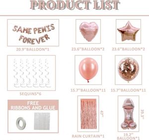 ชุดลูกโป่งสำหรับตกแต่งงานปาร์ตี้สละโสดทำจากยางโลหะสีโรสโกลด์ - Product Image 2