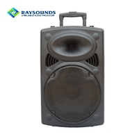 Enceinte trolley rechargeable 15 pouces 80W avec égaliseur 5 bandes, entrée externe 12V DC, DSP cinéma et microphones sans fil pour l'extérieur