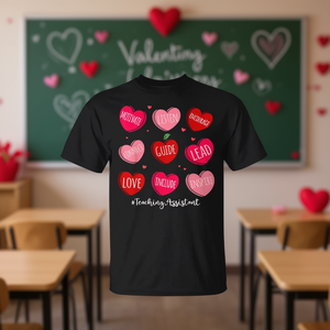 T-shirt rétro pour femme avec motif Cœurs d'assistantes d'enseignement pour la Saint-Valentin - Product Image 3