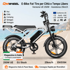 QMHEEL V20 Pro Fat Tire Electric Bicycle 20x4.0 Bici Elettrica Italy Warehouse EU Stock Bulk Order OEM Supplier Factory Export - Product Image 1