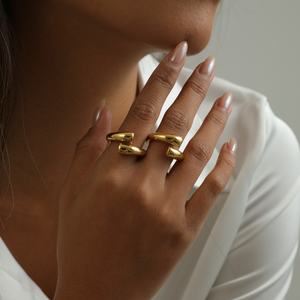 Anillo de Moda Estadounidense de Alta Gama, Oro de 18K, Acero Inoxidable Ajustable, Rojo de Tendencia para Mujer, Paquete de Anillos, Joyería al por Mayor, Talla <span class=keywords><strong>5</strong></span> - Product Image 6