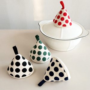Manchette de four triangulaire en coton personnalisée, isolante, motif rayé rouge - Product Image 4