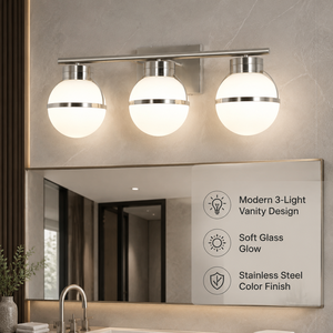 Modern Indoor Decorative <b>Wall</b> Sconce Stainless Steel Color Glass Globe E27 3 <b>Light</b> Home Hotel Mirror Front Use - Product Image 2
