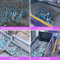 Usine de recyclage à haut rendement pour le broyage et le déchiquetage de cadres de vélos usagés, de pièces de voitures, de roues en acier, de fer et d'aluminium