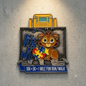 Médaille personnalisée de sensibilisation <span class=keywords><strong>à</strong></span> l'autisme avec motif cœur puzzle et lion de dessin animé, <span class=keywords><strong>pour</strong></span> les événements éducatifs spéciaux, les courses et laures de lauréats de collectes de fonds - Product Image 2