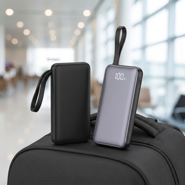 Compact Travel Power Bank 10000mAh Fast Charge Built-in Cable Portable Charger 10000mAh Power Bank for Business Trip Outdoor Use