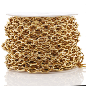Stainless Steel Rhombus Handmade Chain Gold Plated DIY Jewelry Necklace <b>Bracelet</b> Large <b>Metal</b> Chain - Product Image 1