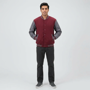 Custom Front Logo Breathable Winter Cotton <b>Baseball</b> Letterman Varsity <b>Jacket</b> <b>Men</b> Embroidery Single Button - Product Image 1
