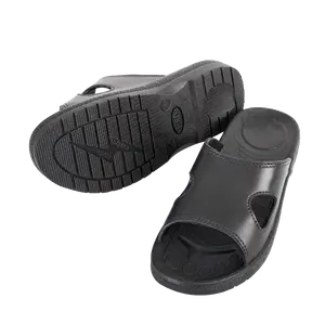 Black Color Conductive SPU One-time Moulded Cross Type Clean Room Anti-static ESD Shoe Slippers