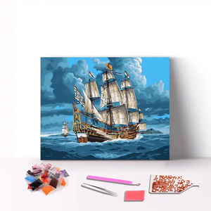Kit <span class=keywords><strong>de</strong></span> Pintura <span class=keywords><strong>de</strong></span> Diamantes con Diseño <span class=keywords><strong>de</strong></span> Velero en el Océano Azul, Mosaico <span class=keywords><strong>de</strong></span> Diamantes <span class=keywords><strong>de</strong></span> Imitación, <span class=keywords><strong>Arte</strong></span> DIY 5D, Decoración para el Hogar y Regalo - Product Image 2