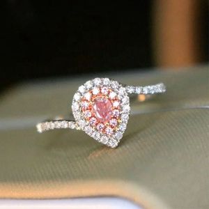 Bague en or blanc véritable 18 carats Xinfly Pure avec diamant rose naturel 0,28 ct, bijoux Au750 sur mesure - Product Image 2