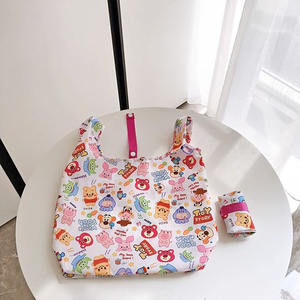 Yeni geri dönüşüm Rpet naylon katlanabilir bez çanta Pet plastik şişe geri dönüşümlü Polyester naylon yırtılmaz katlanır çanta - Product Image 4