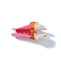 Pince à cheveux en acétate, série Desserts Glacés Thème Dessin Animé, design unique et élégant, pince requin, accessoire premium de niche pour cheveux