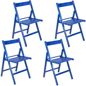 Sedie Pieghevoli in Legno di Faggio 42x40x78 Cm Blu, Sedia Pieghevole per Interni ed Esterni Senza Braccioli - Product Image 6