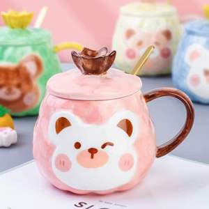 كوب إبداعي لطيف بتصميم دب للقهوة وغطاء لتزيين المنزل - Product Image 1