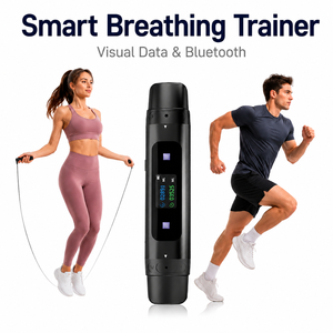 Appareil d'entraînement respiratoire <span class=keywords><strong>pour</strong></span> <span class=keywords><strong>la</strong></span> gym : Exerciceur pulmonaire portable avec données en temps réel via application - Product Image 2