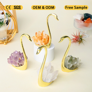 งานฝีมือรูปสัตว์จากอัญมณีธรรมชาติ ดีไซน์ใหม่ หงส์คริสตัลทำมือพร้อมปลายหินดิบธรรมชาติ สำหรับเป็นของขวัญ - Product Image 3