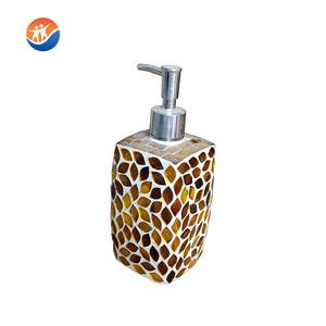 Bouteilles en verre effet mosaïque de 450 ml pour gel douche, shampoing, lotion, désinfectant pour les mains, avec bouchon à vis et impression sérigraphique - Product Image 2