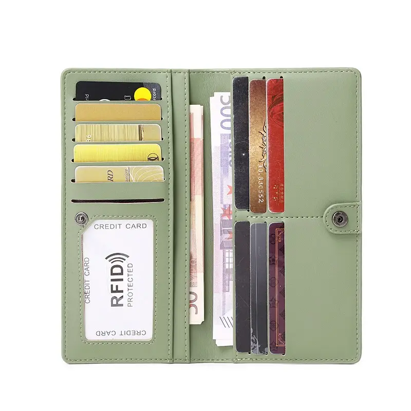 RFID-Leder-Karteportemonnaie für Damen Mode lange Geldbörse Kartenhalter-Geldbeutel