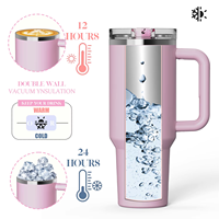 Gobelet isotherme réutilisable en acier inoxydable de 20oz, 30oz, 40oz avec poignée et paille rabattable, compatible avec les porte-gobelets, anti-fuite