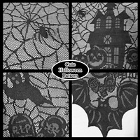 Nappe de table moderne en polyester/coton imprimé Halloween style européen et américain, résistante à l'huile, avec dentelle noire, pour usage domestique, exportation transfrontalière