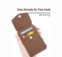 Dompet Kartu Bisnis Unisex Bahan Kulit PU Anti-RFID Anti-Hilang dengan Cetak Laser, Kancing Tekan, 3 Slot Kartu, Jendela ID, dan Resleting