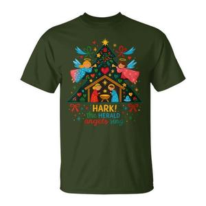 T-shirt de Noël mignon avec inscription « Hark The Herald Angels Sing » - Product Image 1