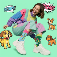 Chaussettes OEM de haute qualité à motif personnalisé AB, chaussettes décontractées en coton peigné avec texte amusant 'chien qui aboie' pour filles