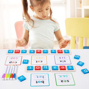 Gioco cognitivo alfabeto 2 lati gioco <span class=keywords><strong>con</strong></span> penna <span class=keywords><strong>parole</strong></span> in legno colorate divertenti <span class=keywords><strong>parole</strong></span> in legno per bambini in età precoce - Product Image 3