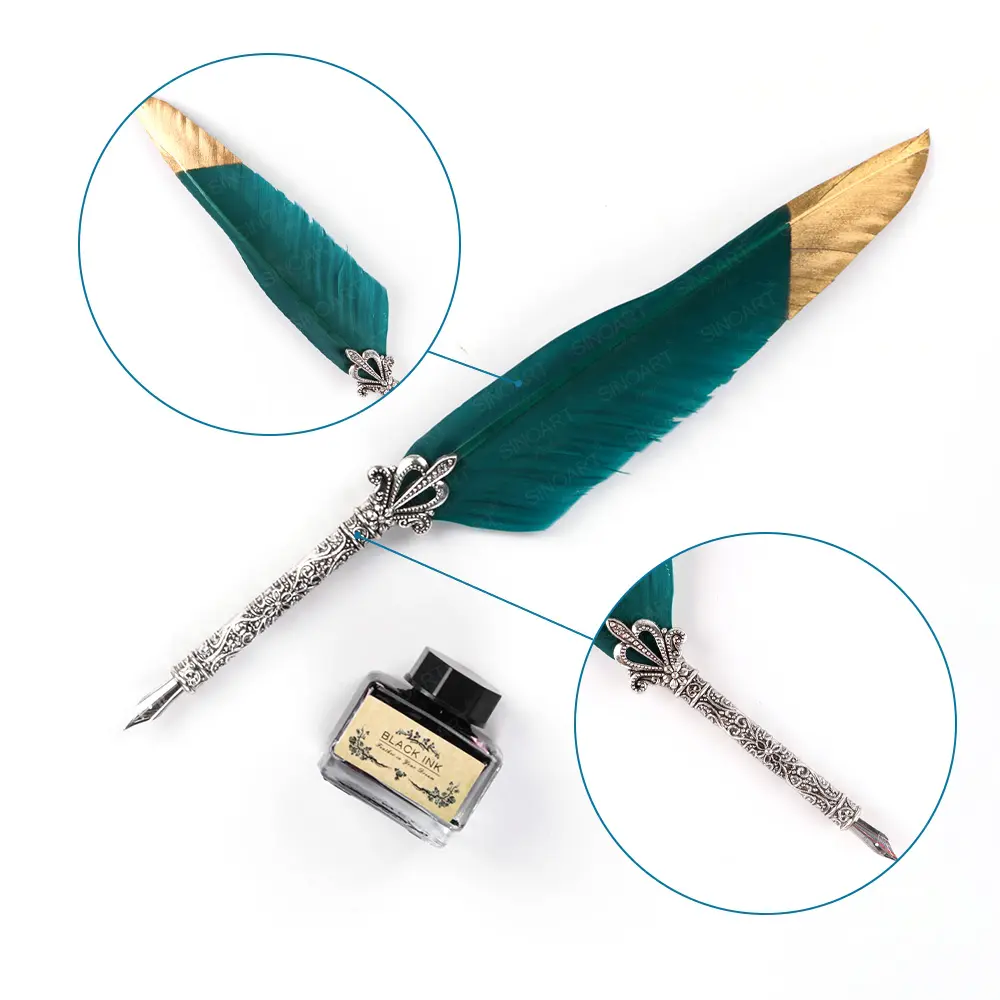 Sinoart Groothandel Kalligrafie Feather Pen Set Met Inkt En Stalen Veer Pen Kit Voor Kalligrafie Hand Schrijven