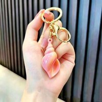 Porte-clés en acrylique en forme de coquillage, dégradé irisé, thème océan, vente en gros