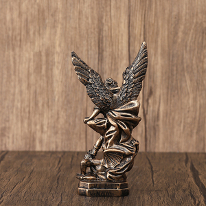 13CM San Miguel Arcangel Statue St <strong>Michael</strong> Statue in Bronzed Resin <strong>Craft</strong> - Product Image 3
