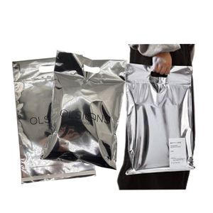 Sac d'expédition en poly aluminium argenté avec poignée, logo personnalisé, S M L, sac d'expédition pour vêtements, sacs d'expédition métalliques brillants - Product Image 6