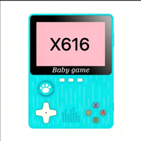 Console de jeu portable classique S X616 pour enfants, mini-console de jeu colorée, jeux de puzzle pour bébés, écran 3,5 pouces, 300 jeux sous licence intégrés