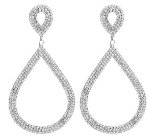 Boucles d'oreilles de luxe en forme de goutte d'eau pour femmes, en strass, grandes boucles d'oreilles en cristal, bijoux fantaisie - Product Image 1