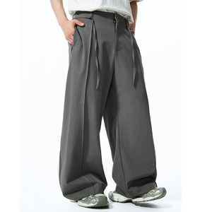 Nouveau pantalon de costume décontracté pour homme, coupe droite, taille haute, plissé, jambe large, style business, longueur intégrale, idéal pour l'été - Product Image 3