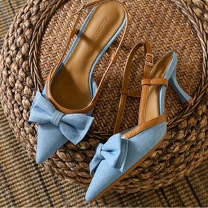 Zapatos de Tacón Fino con Lazo Estilo Coreano de Lujo 2025, Zapatos de Moda Slingback con Punta para Mujer, Zapatos de Tacón D'Orsay de PU - Product Image 3
