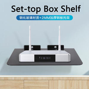 رف دي في دي للتثبيت على الحائط مع رف عائم من الزجاج المقسى المقوى لصناديق الكابلات وأجهزة الألعاب وملحقات التلفزيون - Product Image 4