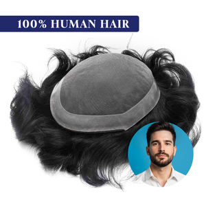 Man Toupet Fijne Mono Npu Basis Remy Pruik Rechte Capillaire Prothese Indiansysteem Eenheid Natuurlijke Kleur Bruin 100% Hand Gebonden - Product Image 3