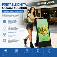 Afficheur numérique extérieur sur roulettes, écran publicitaire portable, panneau d'affichage numérique pliable et mobile